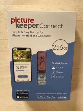 Picture Keeper Connect 256GB Backup for iPhone, Android, & Computers - NEW